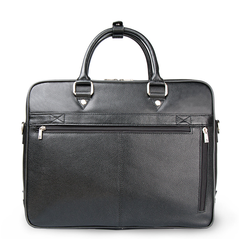 Black Grained Leather Travel Bag | TJ COLLECTION